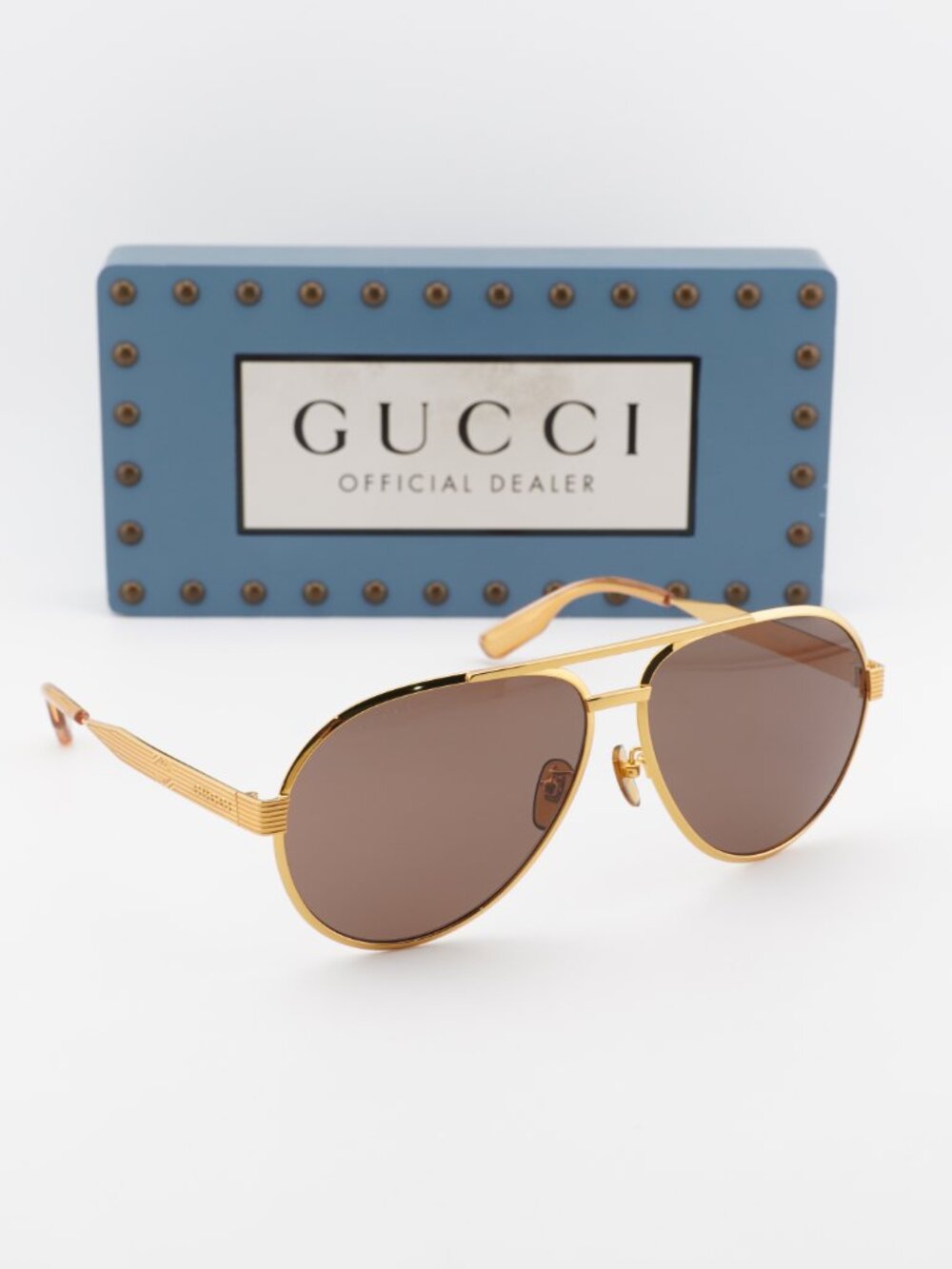 Gucci GG1513S 002 Aviator Sunglasses - Yellow Gold\Brown - Picture 5 of 11